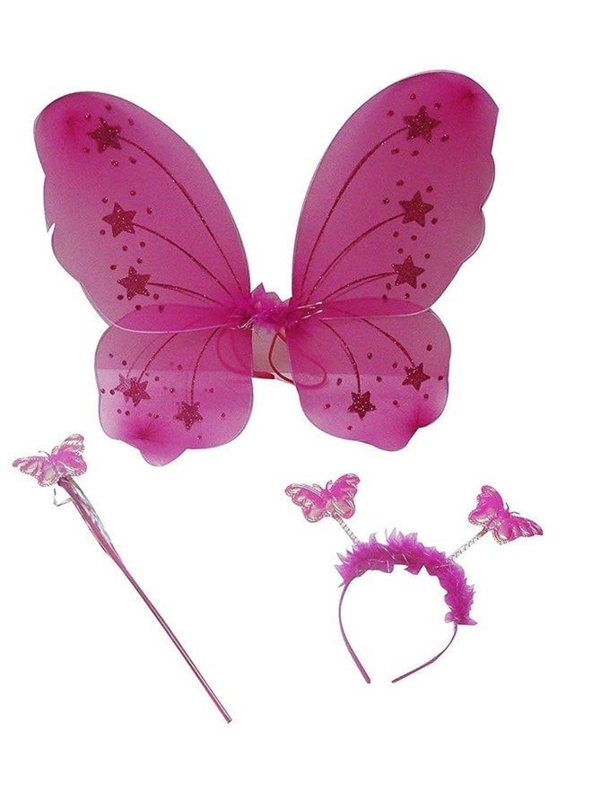 Royals DARK PINK Fairy Butterfly Wings with Wand, Headband for Baby Girls, Angel Costume Wings for Kids Dress Up Accessories for Princess Play, Birthday Parties, Halloween, Photo Shoots & Cosplay - Image 2